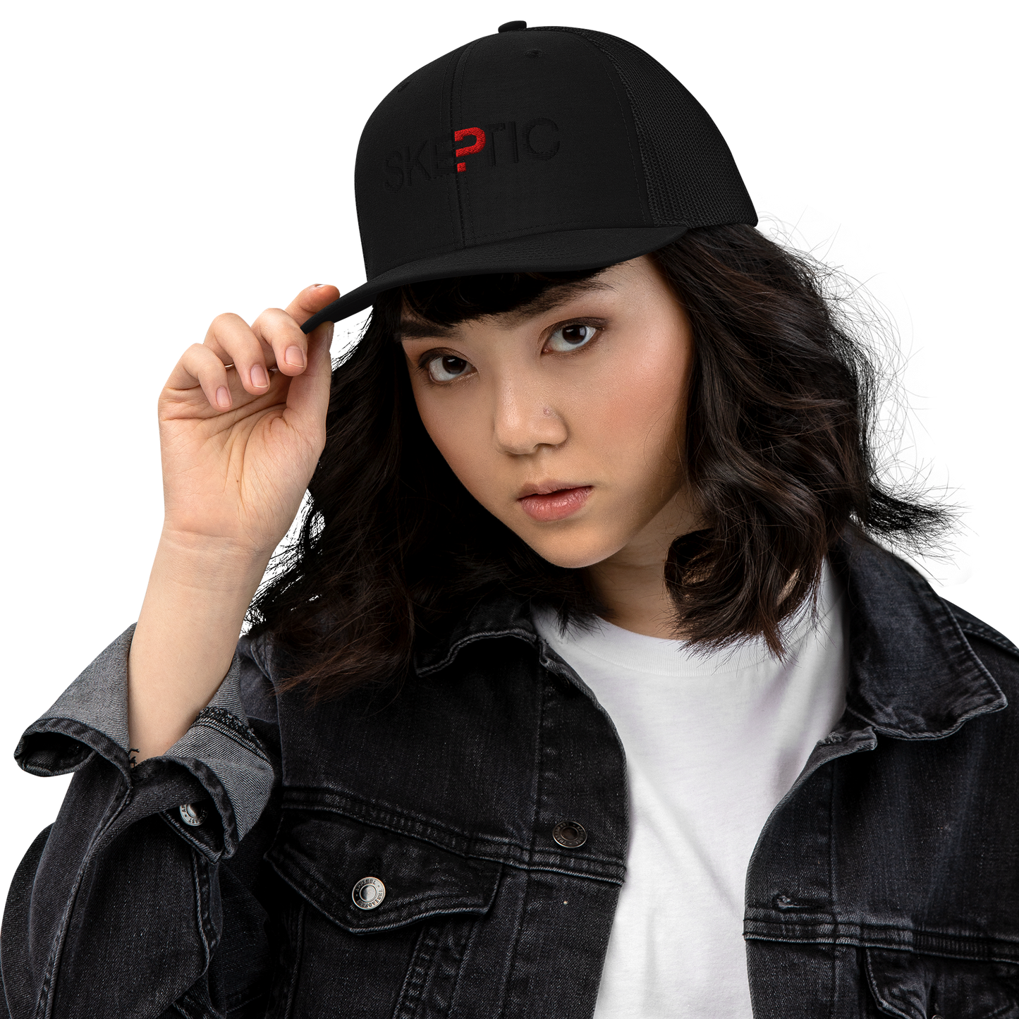 Black-on-Black Trucker Cap (Embroidered)